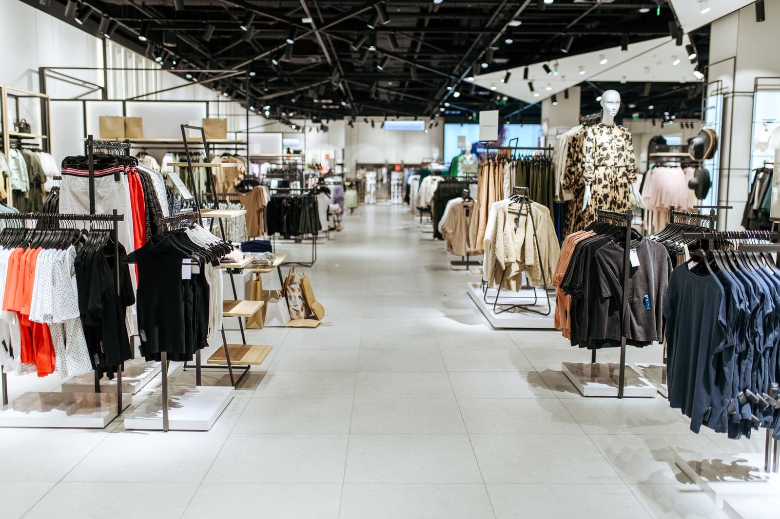 Retail store inventory on display racks managed by modern ERP software